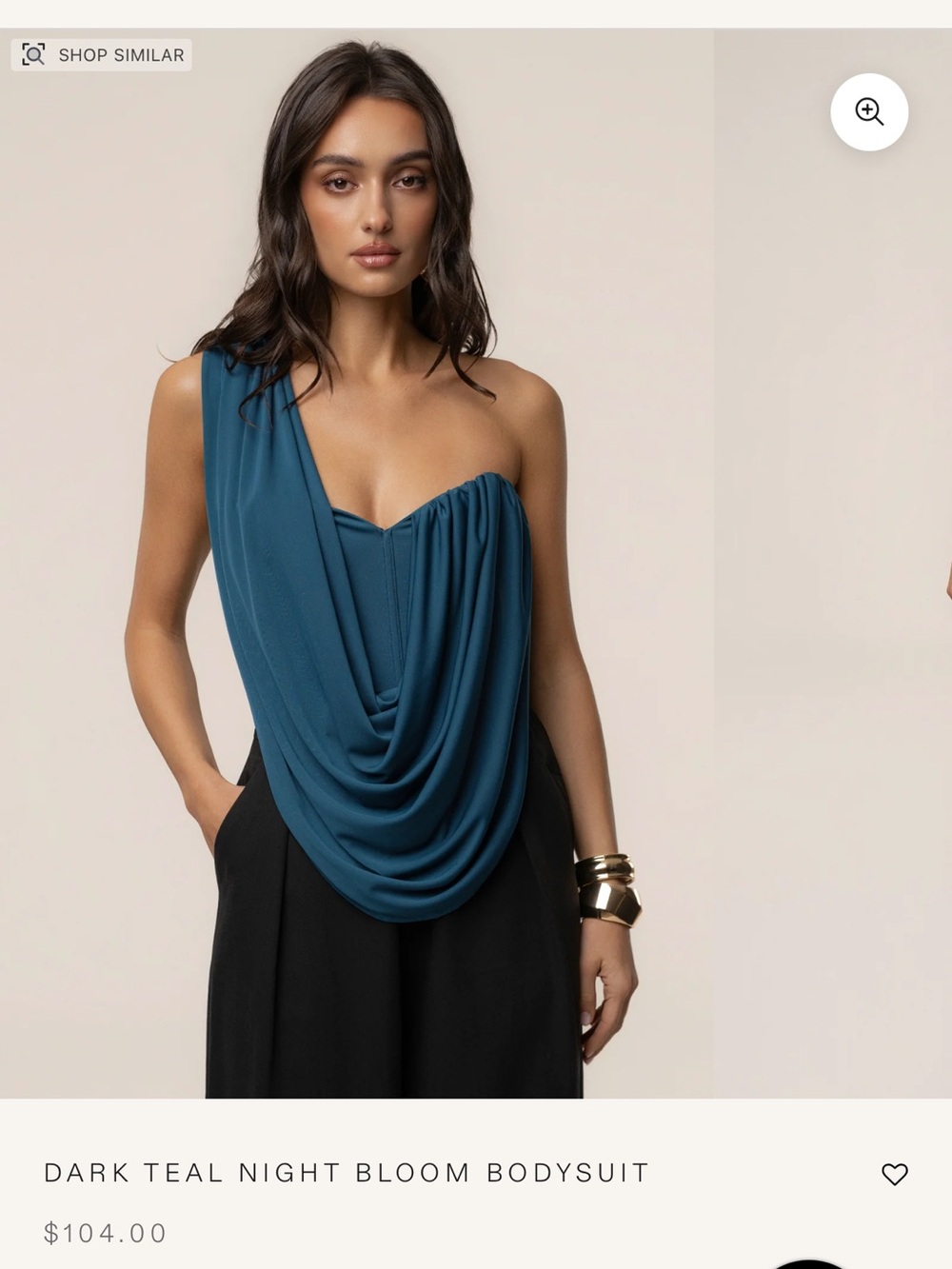 JLUXLABEL Dark Teal Draped One-Shoulder Bodysuit